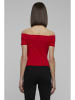 Urban Classics Urban Classics Damen Ladies Off Shoulder Rib Tee in fire red