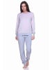 NORMANN Frottee Pyjama langarm Bündchen Streifen - 71525 in Grau