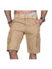 Alessandro Salvarini A. Salvarini Herren Designer Cargo Shorts Cargoshorts kurze Hose Gürtel AS037 in Beige