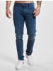 DENIM PROJECT DENIM PROJECT Denim Project Mr Red Light Destroy Slim Fit Jeans in washed mid blue