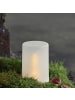 MARELIDA LED Windlicht auch für Laternen H: 14,5cm Timer gefrostet für Außen