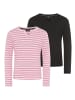 H.I.S. Langarmshirt in schwarz + pink geringelt