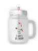 Mr. & Mrs. Panda Trinkglas Mason Jar Einhorn Muffin mit Spruch in Transparent