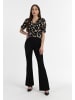 faina Damen Drapiertes Blusenshirt in Schwarz Beige