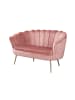 SalesFever Muschelsofa 2-Sitzer elegant Beine Chrom goldfarben und Samtbezug in Rose