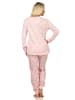 NORMANN Pyjama Schlafanzug langarm Bündchen und Spitze in rosa