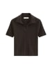 Marc O'Polo Geripptes Strick-Polo slim in Burnt Coffee