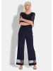 GOLDNER Weite Hose VERA mit Mesh-Details in marine