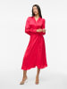 Vila Kleid mit V-Ausschnitt in Viva Magenta