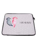 Mr. & Mrs. Panda Laptop Sleeve Axolotl Liebe mit Spruch in Grau Pastell