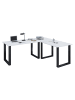 VCM  U Schreibtisch Eckschreibtisch L Form 220x160x80 in Schwarz / Weiß