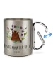 Mr. & Mrs. Panda Karabiner Tasse Bär Königin mit Spruch in Silber