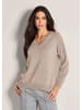 MADELEINE Casual Strickpullover mit V-Ausschnitt in beige / melange