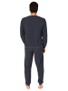 NORMANN Frottee Schlafanzug langarm Bündchen Blockstreifen - 75367 in blau