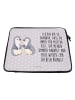 Mr. & Mrs. Panda Laptop Hülle Pinguine trösten mit Spruch in Grau Pastell