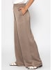 SASSYCLASSY Satin Hose mit weitem Bein in Taupe