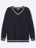 sheego Langarm-Pullover in tiefblau-ecru