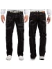 KOSMO LUPO Herren Regular Fit Jeans Stonewashed in Black
