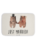 Mr. & Mrs. Panda Badteppich Bär Heirat mit Spruch in Weiß