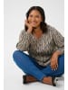 KAFFE curve Langarm-Bluse KCami in Grey/Black Graphic Simili