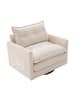 ABRIHOME Loungesessel in Beige 360° drehbar mit Armlehnen und Kissen 
