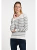 DreiMaster Damen Strickpullover in Wollweiss Grau Melange