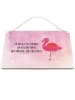 Mr. & Mrs. Panda holzbild Flamingo Classic mit Spruch in Aquarell Pink