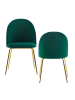 KADIMA DESIGN Skandinavischer Esszimmerstuhl 2er Set mit Samtbezug, 53x86x50 cm in Grün