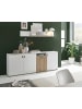 Furn.Design Sideboard weiß matt, Eiche 200 cm, Kommode mit 12 Fächern und Soft-Close