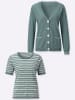 WITT WEIDEN Twin-Set in jade-ecru-geringelt