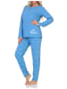 NORMANN Schlafanzug Pyjama langarm Krone Motiv - 87994 in blau