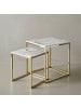 KADIMA DESIGN Beistelltisch 2er-Set | Marmor-Optik, Weiß/Gold, Modern in Weiß