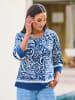 Heine Druckbluse in royalblau-ecru-bedruckt