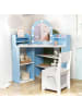 COSTWAY Eck Schminktisch Set Kinder mit Beleuchtung in Blau