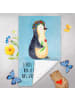 Mr. & Mrs. Panda Handtuch Pinguin Blumen mit Spruch in Eisblau
