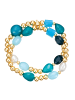 Lulu & Jane Armband aus Metall-Legierung mit Glas und Süßwasser-Zuchtperle in gelbgold