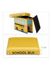 relaxdays Spielzeugkiste Schulbus in Gelb - (B)48 x (H)32 x (T)32 cm