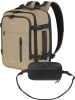normani normani Erweiterbarer Handgepäck-Rucksack mit Reisepass Brusttasche in Beige