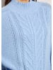 MADELEINE Stehkragen-Pullover mit Zopfmuster in bleu
