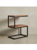KADIMA DESIGN Beistelltisch aus Massivholz INDI, S-Design, Schwarz, 2 Ablageflächen in Braun