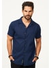 behype Kurzarmhemd - aus Leinen Sommerhemd im Regular-Fit in Navy