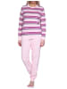 NORMANN Kuschel Frottee Schlafanzug Bündchen Streifen - 75928 in rosa