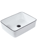 Beliani Waschbecken XERT in Weiß/Schwarz - (W) 49 x (H) 14 x (L) 38 cm