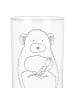 Mr. & Mrs. Panda Wasserglas Chinchilla Blume mit Spruch in Transparent