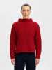 SELECTED FEMME Gemütlicher Strickpullover mit Rollkragen und Seitenschlitz in Rot