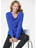 GOLDNER Langarmshirt mit Wasserfallausschnitt in royalblau