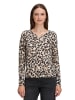 BETTY & CO Casual-Shirt mit Gummizug in Beige/Schwarz