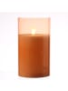 MARELIDA LED Kerze im Glas Windlicht flackernd D: 10cm H: 17,5cm in orange