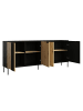 Feldmann-Wohnen Sideboard Rodgau schwarz / Eiche Artisan 220 / 40 / 92cm