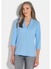GOLDNER Kurzgröße:  Elegantes Basic-Shirt mit V-Ausschnitt in hellblau
